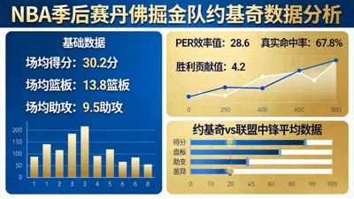 NBA季后赛丹佛掘金队核心球员约基奇数据分析图